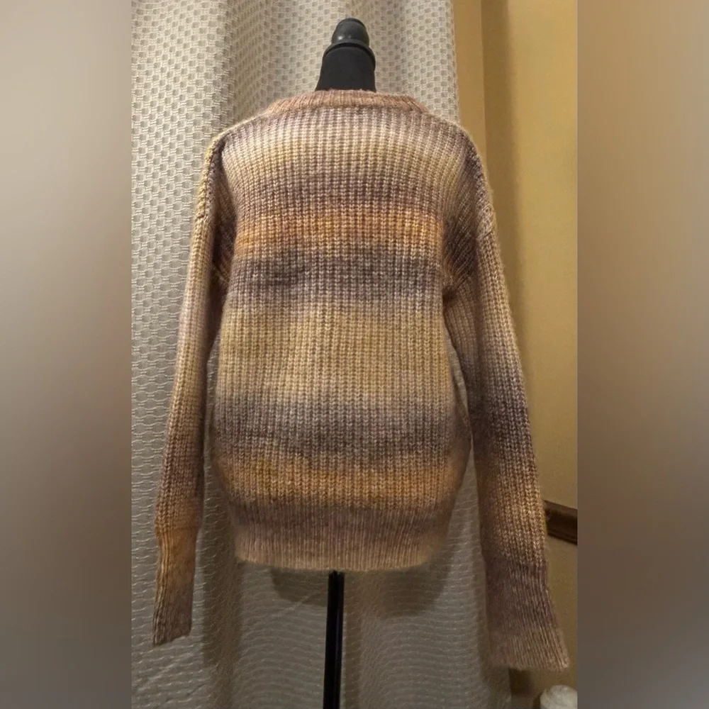 Rachel Zoe Striped Brown and Yellow Women's Sweater - Picture 5 of 6